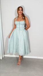 dress blue sage floral - Imagen 3
